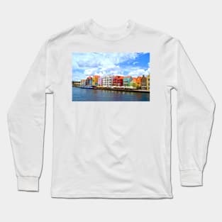 Pastel Colors of the Caribbean Coastline in Curacao Long Sleeve T-Shirt